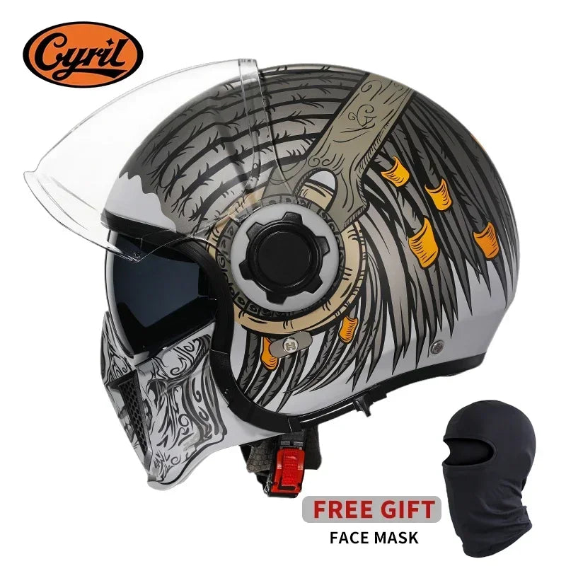 Modular Motorcycle Helmet Full Face Open Face Retro Helmets DOT ECE APPROVED CYRIL OP12A Capacete De Moto Masculino