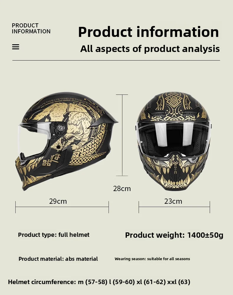 Men's Motorcycle Full Face Helmets Women's Bike Racing, Street Bike Riding All-Season Full-Coverage Safety Helmets