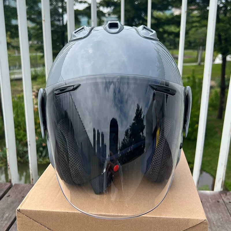3/4 Open Face Helmet VZ-RAM Motorcycle Helmet Bright Gray Summer Jet Scooter Motobike Half Helmets Cascos Para Moto