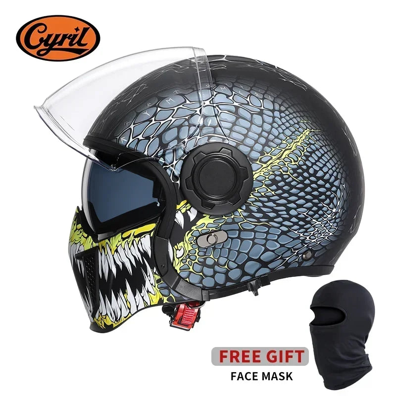 Modular Motorcycle Helmet Full Face Open Face Retro Helmets DOT ECE APPROVED CYRIL OP12A Capacete De Moto Masculino