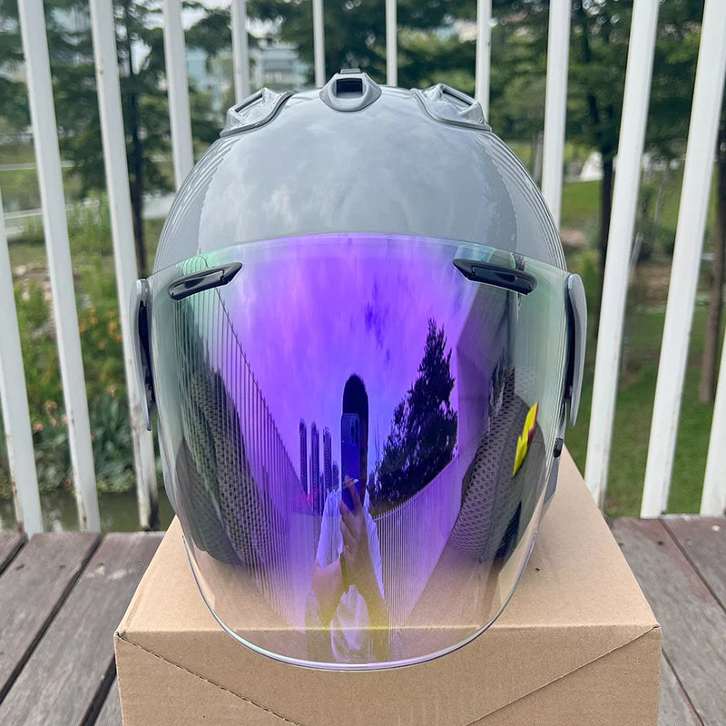 3/4 Open Face Helmet VZ-RAM Motorcycle Helmet Bright Gray Summer Jet Scooter Motobike Half Helmets Cascos Para Moto