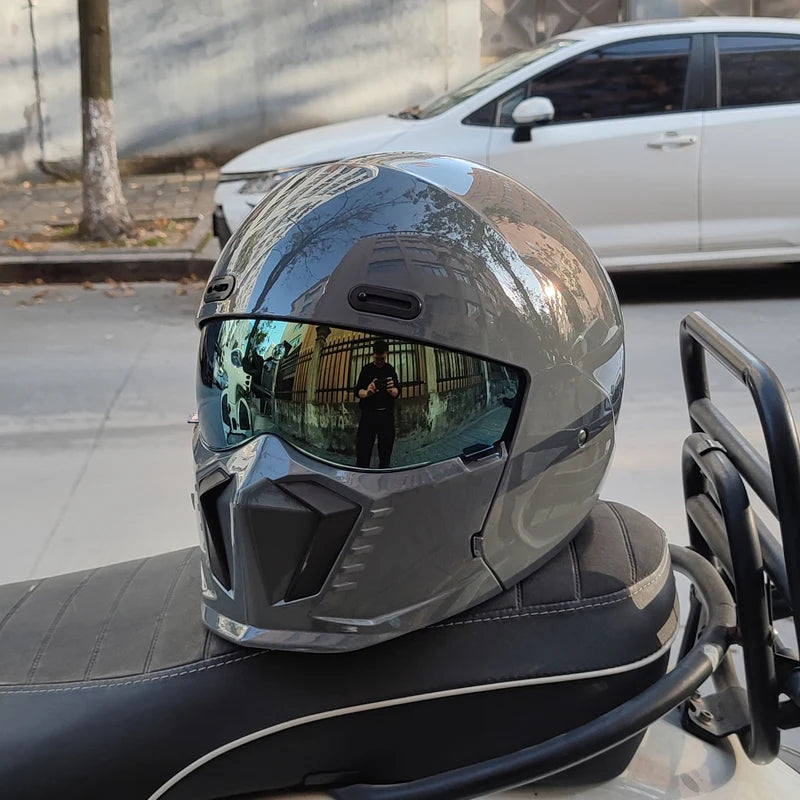 ORZ motorcycle retro helmet cruise men's and women's combination full helmet scorpion helmet reserved Bluetooth headphone slot