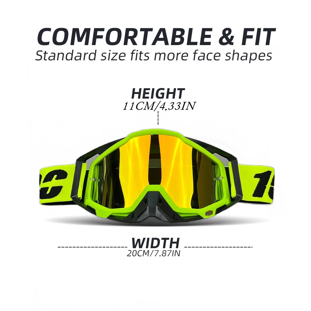 MX Motocross Goggles - Windproof, Anti-Fog for Dirt Bike, ATV, Snow & Off-Road Riding - Men's Sports Eyewear