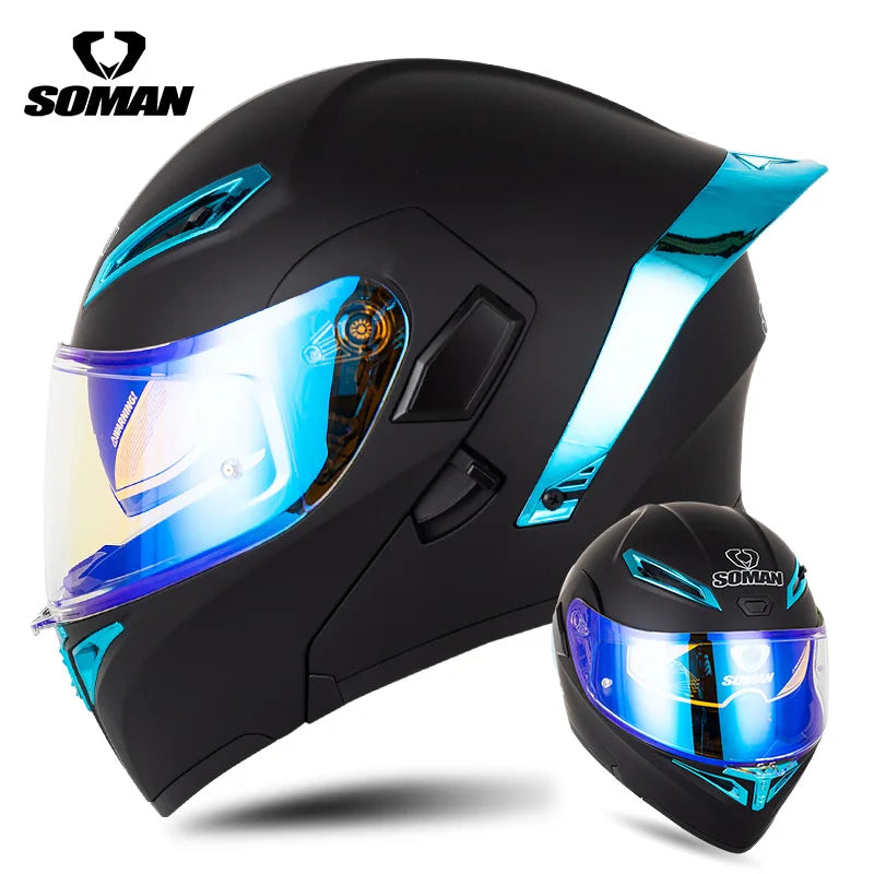 Hot Sale Flip up Motorcycle Helmet  DOT Approved Color lens Large