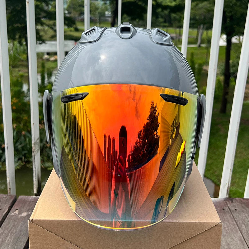 3/4 Open Face Helmet VZ-RAM Motorcycle Helmet Bright Gray Summer Jet Scooter Motobike Half Helmets Cascos Para Moto