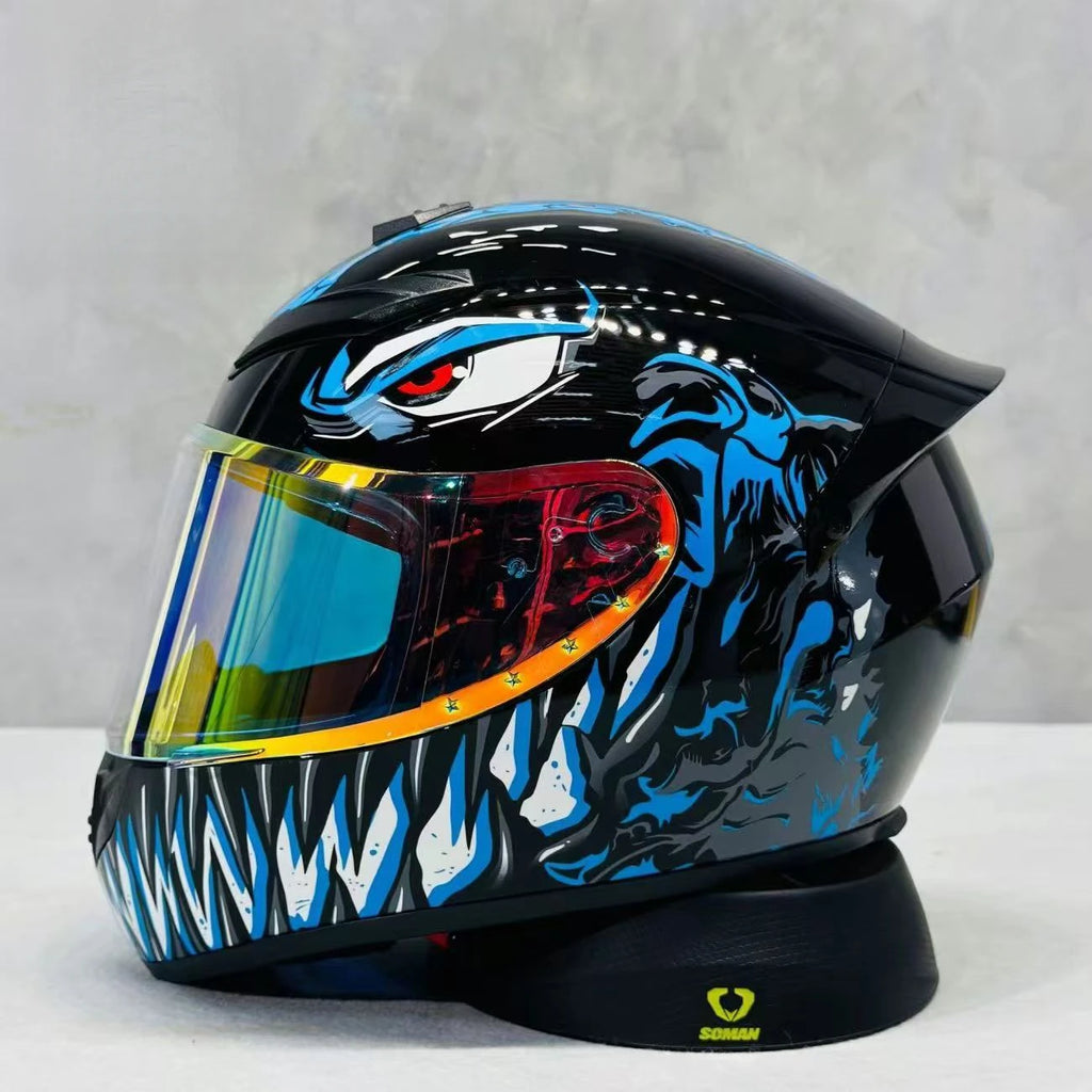 Grey Wolf Full Face Motorcycle Helmet DOT Certified with Vibrant