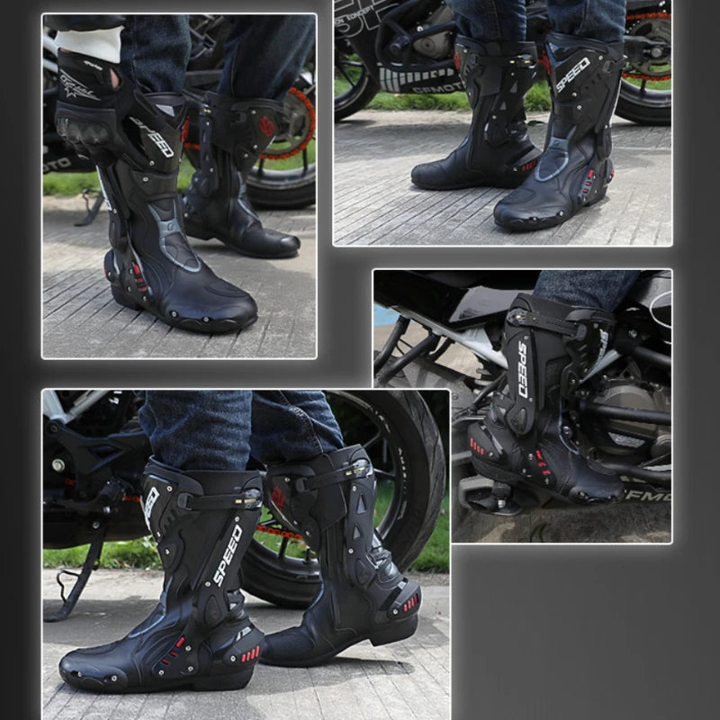 PRO-BIKER Motorcycle Boots Motorbike Anticollision Foot Ankle Protective Shoes Moto Riding Long Boot Off-road Racing Shoes