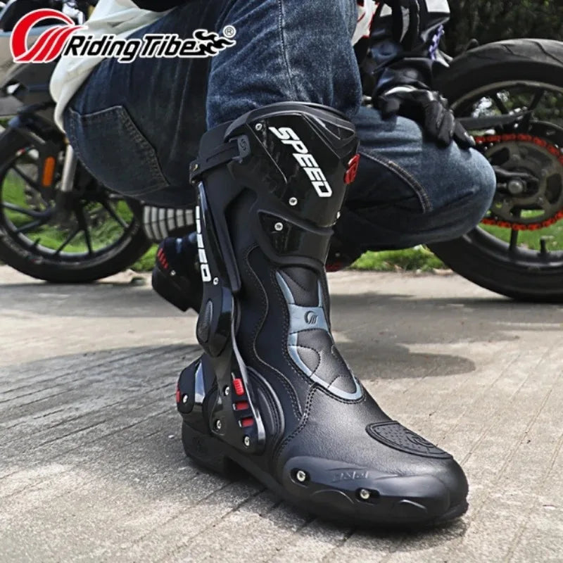 PRO-BIKER Motorcycle Boots Motorbike Anticollision Foot Ankle Protective Shoes Moto Riding Long Boot Off-road Racing Shoes