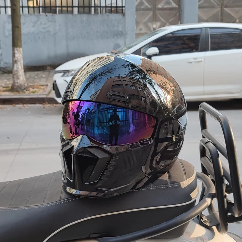 ORZ motorcycle retro helmet cruise men's and women's combination full helmet scorpion helmet reserved Bluetooth headphone slot