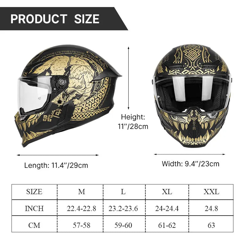 Men's Motorcycle Full Face Helmets Women's Bike Racing, Street Bike Riding All-Season Full-Coverage Safety Helmets