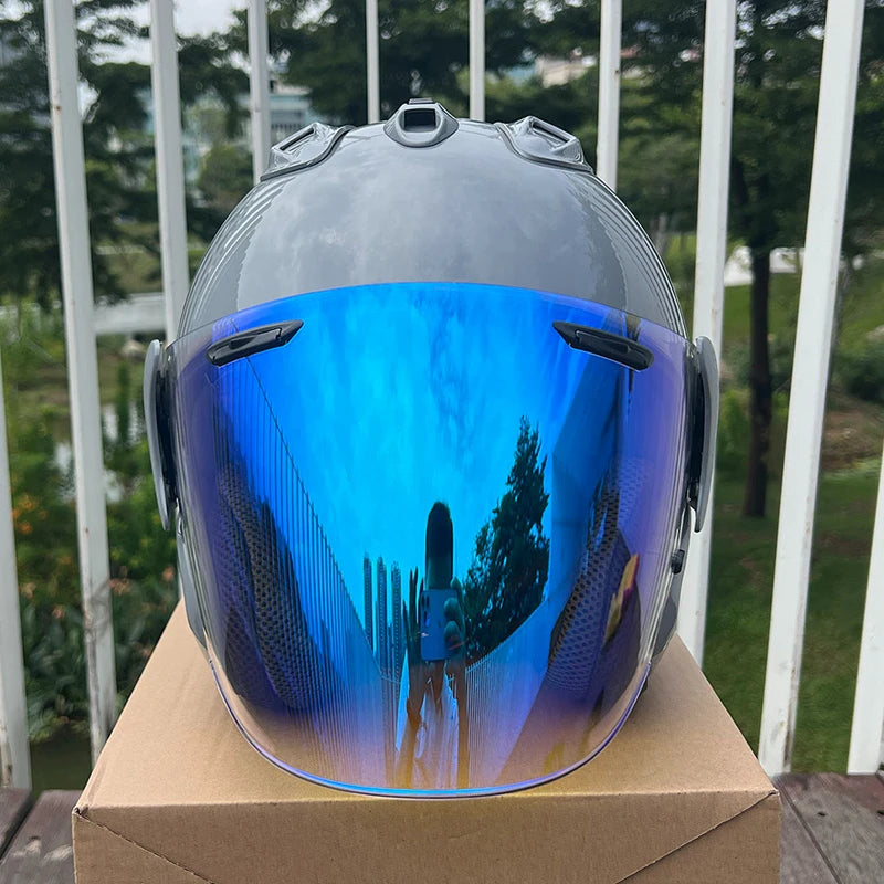 3/4 Open Face Helmet VZ-RAM Motorcycle Helmet Bright Gray Summer Jet Scooter Motobike Half Helmets Cascos Para Moto