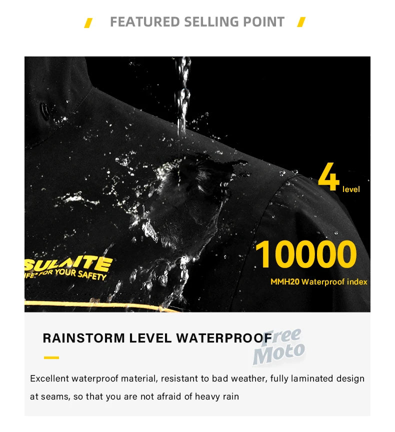 SULAITE Motorcycle Rain Suit Men Women Rain Gear Waterproof Protective Rain Coat with Pants 2 Pieces Breathable Outdoor