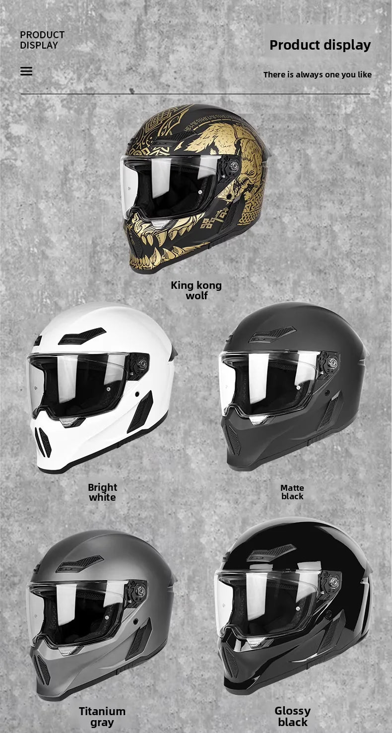 Men's Motorcycle Full Face Helmets Women's Bike Racing, Street Bike Riding All-Season Full-Coverage Safety Helmets