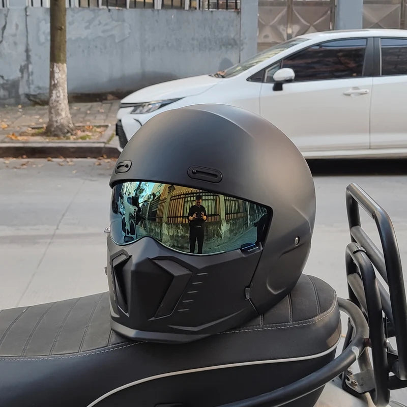 ORZ motorcycle retro helmet cruise men's and women's combination full helmet scorpion helmet reserved Bluetooth headphone slot