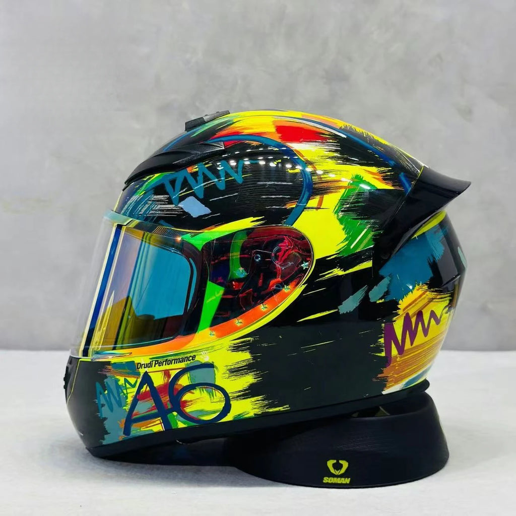 Grey Wolf Full Face Motorcycle Helmet DOT Certified with Vibrant