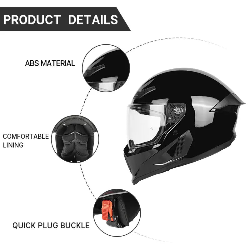 Men's Motorcycle Full Face Helmets Women's Bike Racing, Street Bike Riding All-Season Full-Coverage Safety Helmets