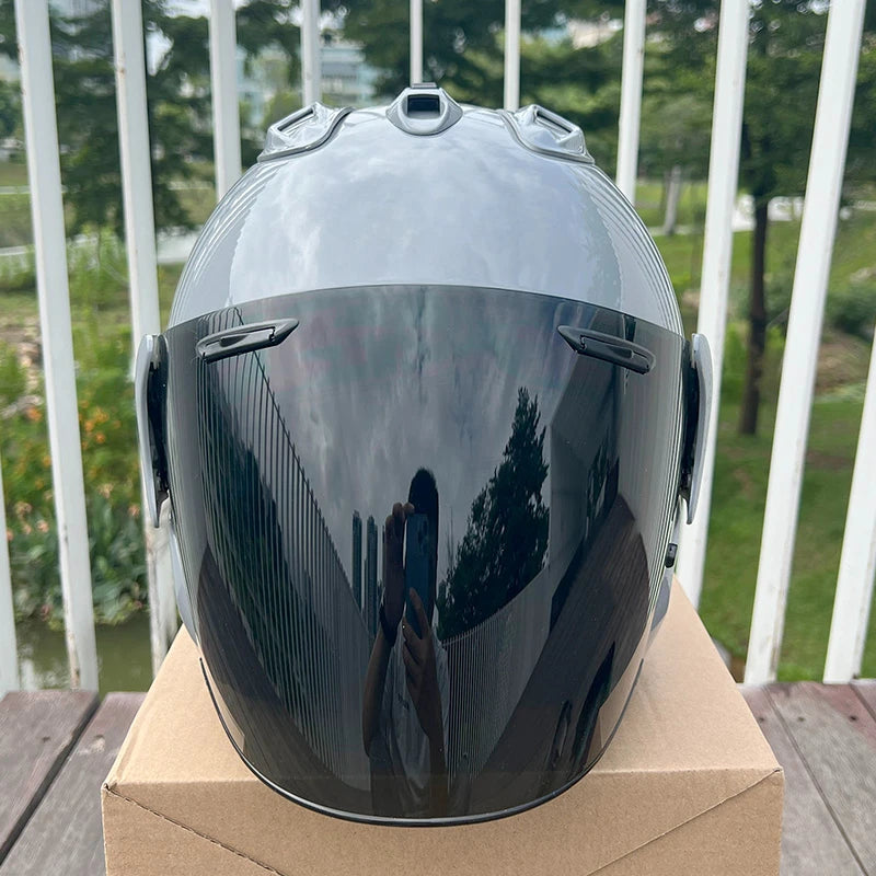 3/4 Open Face Helmet VZ-RAM Motorcycle Helmet Bright Gray Summer Jet Scooter Motobike Half Helmets Cascos Para Moto