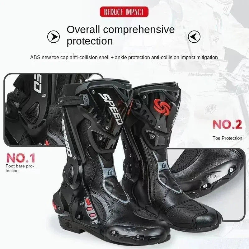 PRO-BIKER Motorcycle Boots Motorbike Anticollision Foot Ankle Protective Shoes Moto Riding Long Boot Off-road Racing Shoes