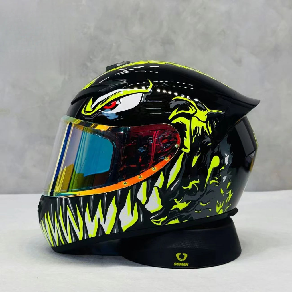 Grey Wolf Full Face Motorcycle Helmet DOT Certified with Vibrant