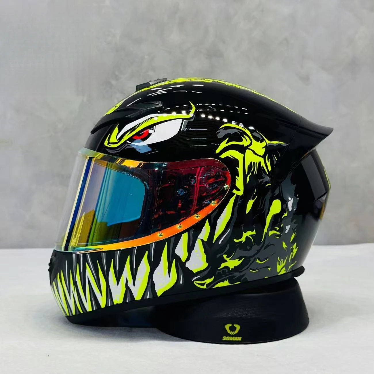 Grey Wolf Full Face Motorcycle Helmet DOT Certified with Vibrant