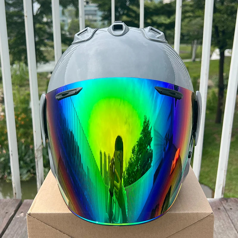 3/4 Open Face Helmet VZ-RAM Motorcycle Helmet Bright Gray Summer Jet Scooter Motobike Half Helmets Cascos Para Moto