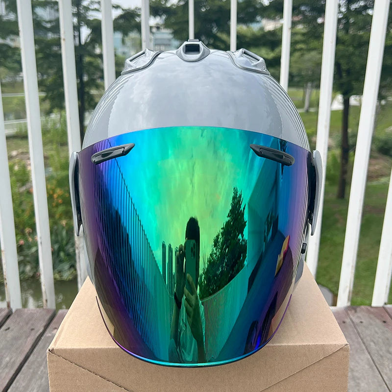 3/4 Open Face Helmet VZ-RAM Motorcycle Helmet Bright Gray Summer Jet Scooter Motobike Half Helmets Cascos Para Moto