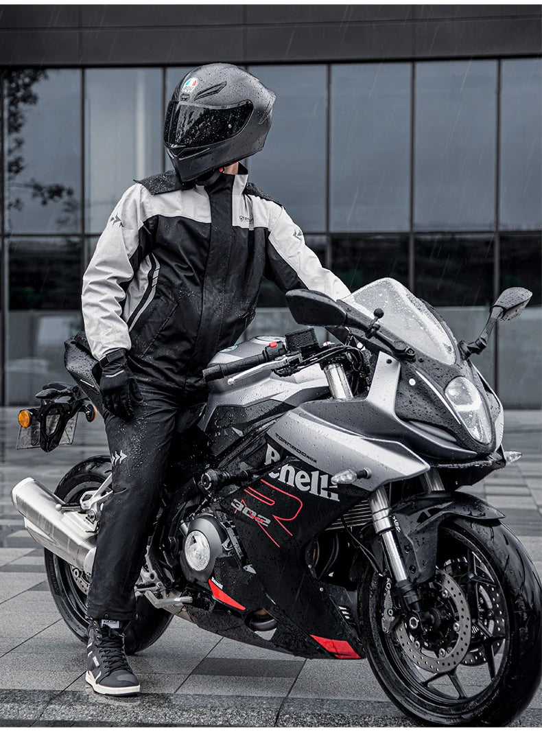 SULAITE Motorcycle Rain Suit Men Women Rain Gear Waterproof Protective Rain Coat with Pants 2 Pieces Breathable Outdoor