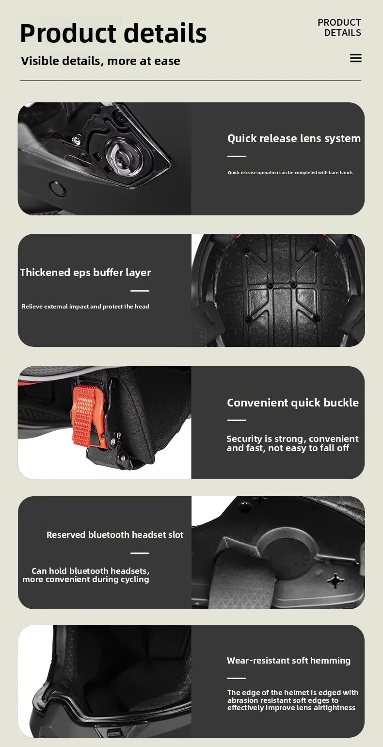 Men's Motorcycle Full Face Helmets Women's Bike Racing, Street Bike Riding All-Season Full-Coverage Safety Helmets