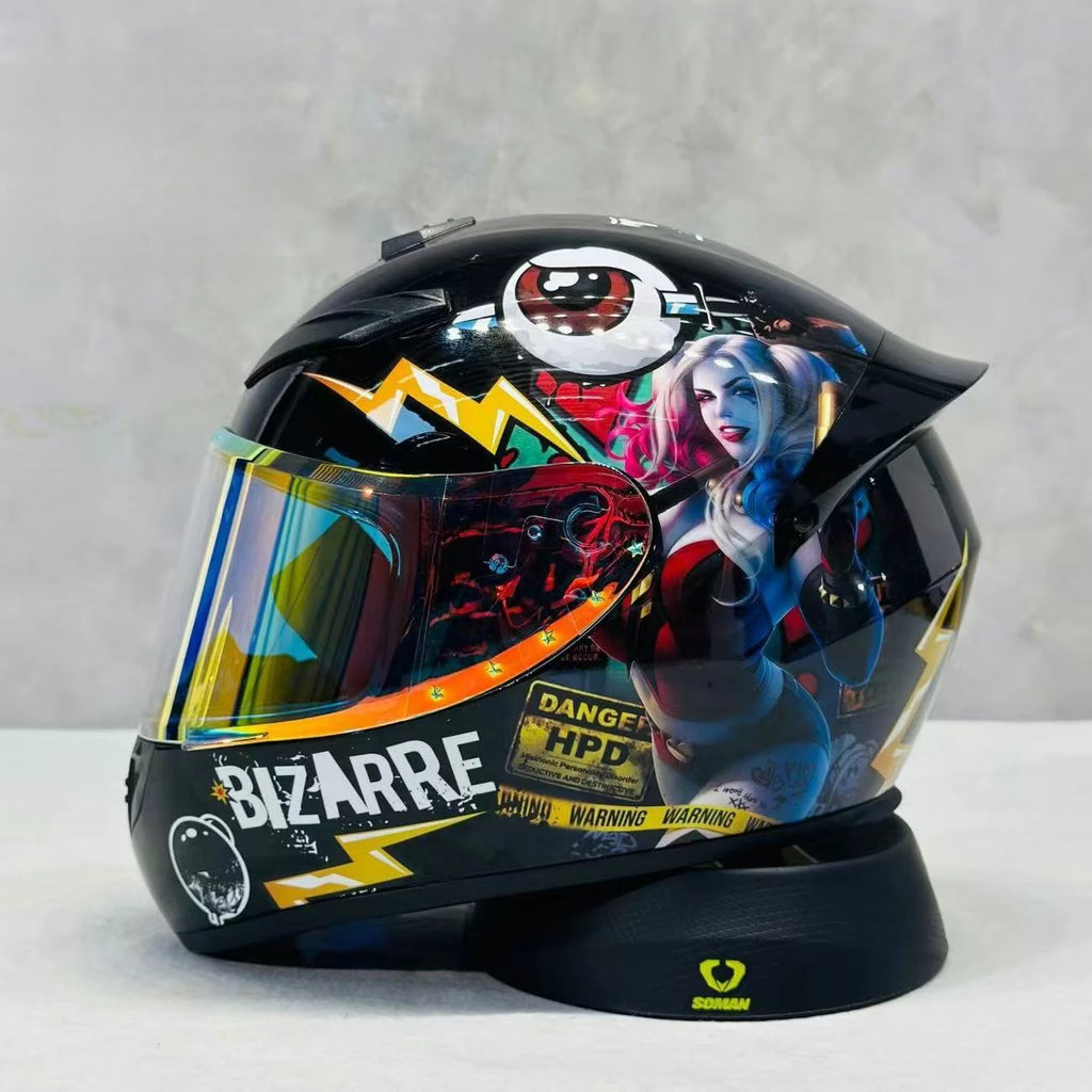 Grey Wolf Full Face Motorcycle Helmet DOT Certified with Vibrant