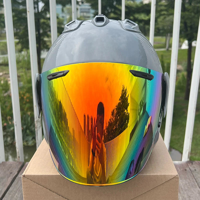 3/4 Open Face Helmet VZ-RAM Motorcycle Helmet Bright Gray Summer Jet Scooter Motobike Half Helmets Cascos Para Moto