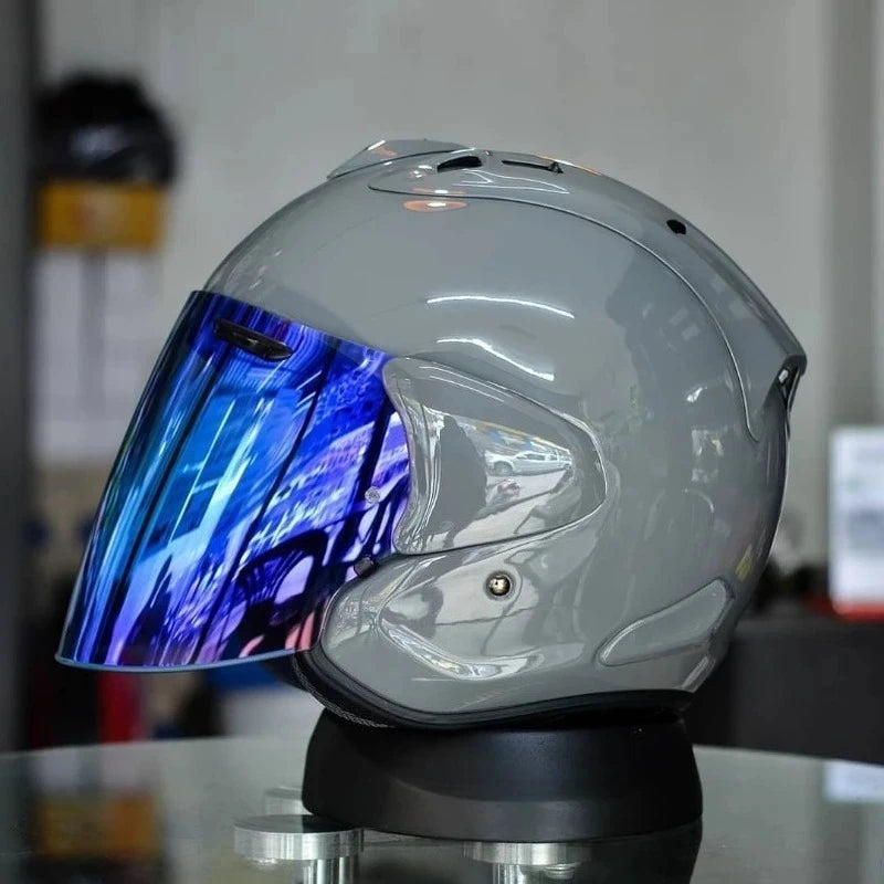 3/4 Open Face Helmet VZ-RAM Motorcycle Helmet Bright Gray Summer Jet Scooter Motobike Half Helmets Cascos Para Moto