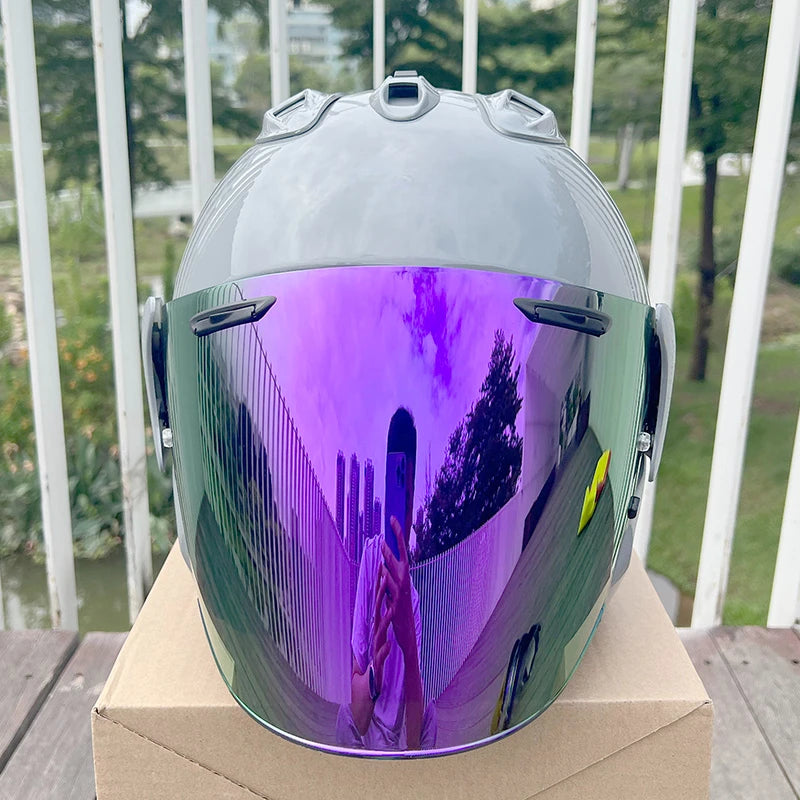 3/4 Open Face Helmet VZ-RAM Motorcycle Helmet Bright Gray Summer Jet Scooter Motobike Half Helmets Cascos Para Moto