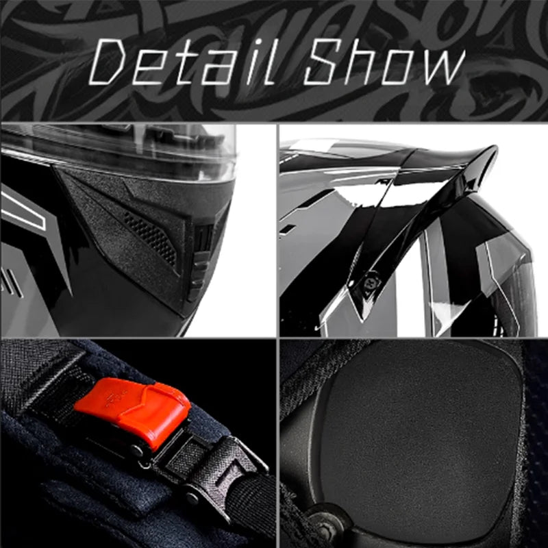 Grey Wolf Full Face Motorcycle Helmet DOT Certified with Vibrant