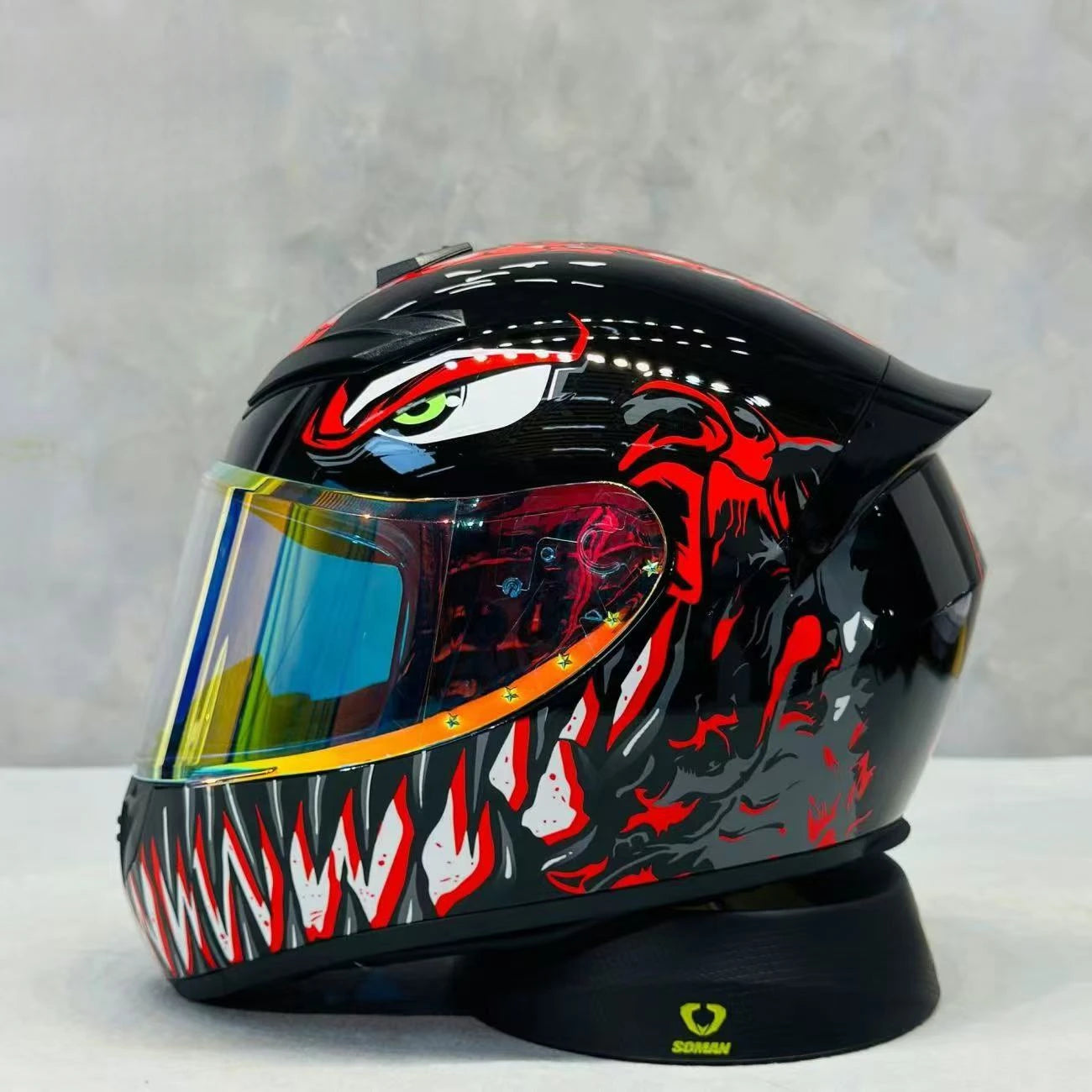 Grey Wolf Full Face Motorcycle Helmet DOT Certified with Vibrant