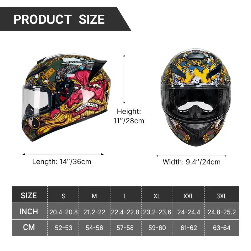 Grey Wolf Full Face Motorcycle Helmet DOT Certified with Vibrant