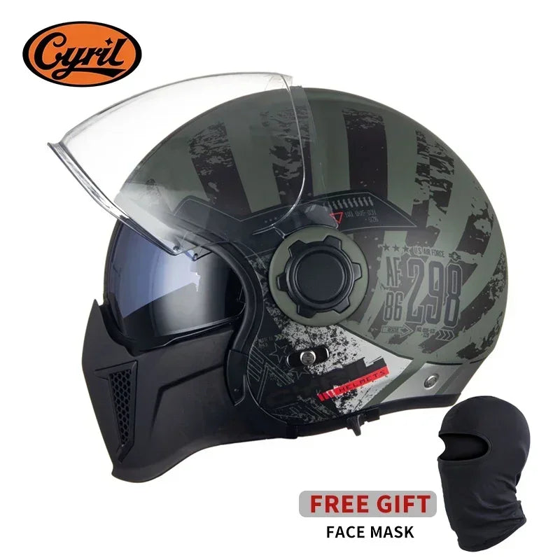 Modular Motorcycle Helmet Full Face Open Face Retro Helmets DOT ECE APPROVED CYRIL OP12A Capacete De Moto Masculino