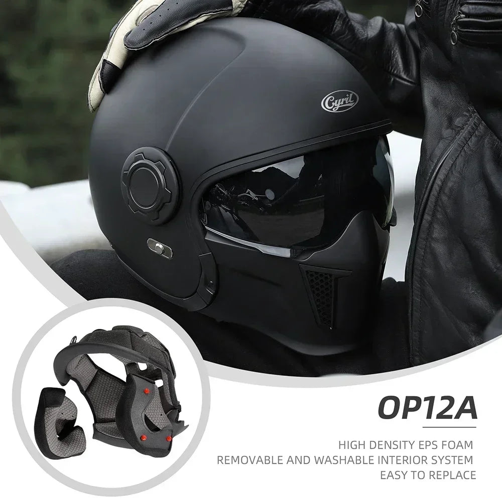 Modular Motorcycle Helmet Full Face Open Face Helmet Men Helmets DOT ECE APPROVED CYRIL OP12A Capacete De Moto Masculino