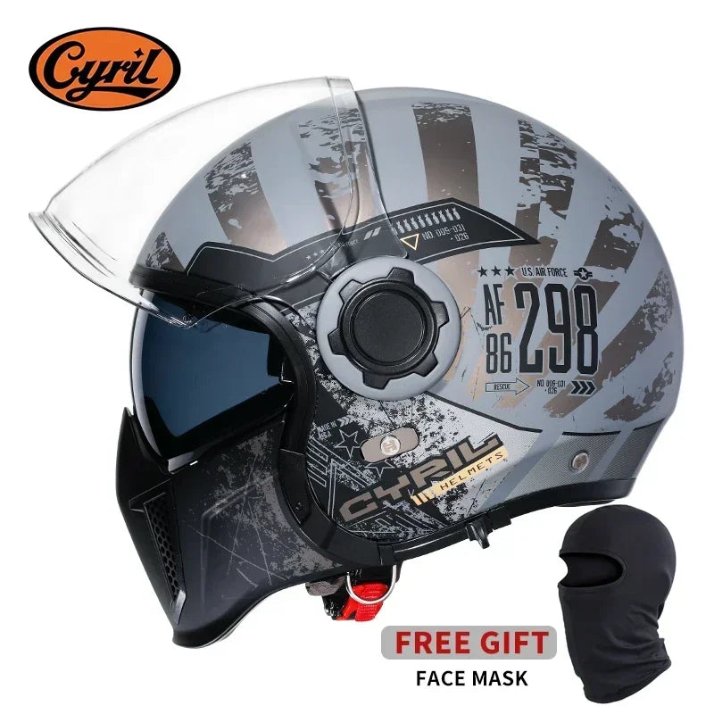 Modular Motorcycle Helmet Full Face Open Face Retro Helmets DOT ECE APPROVED CYRIL OP12A Capacete De Moto Masculino