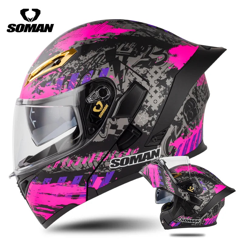 Hot Sale Flip up Motorcycle Helmet  DOT Approved Color lens Large