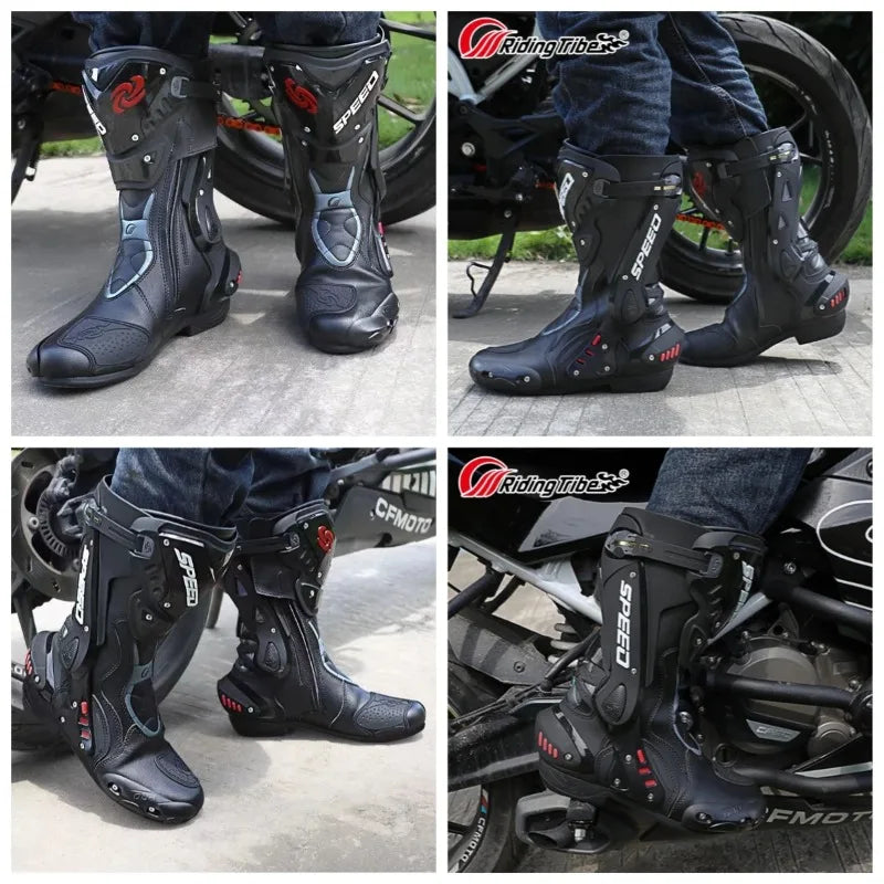 PRO-BIKER Motorcycle Boots Motorbike Anticollision Foot Ankle Protective Shoes Moto Riding Long Boot Off-road Racing Shoes
