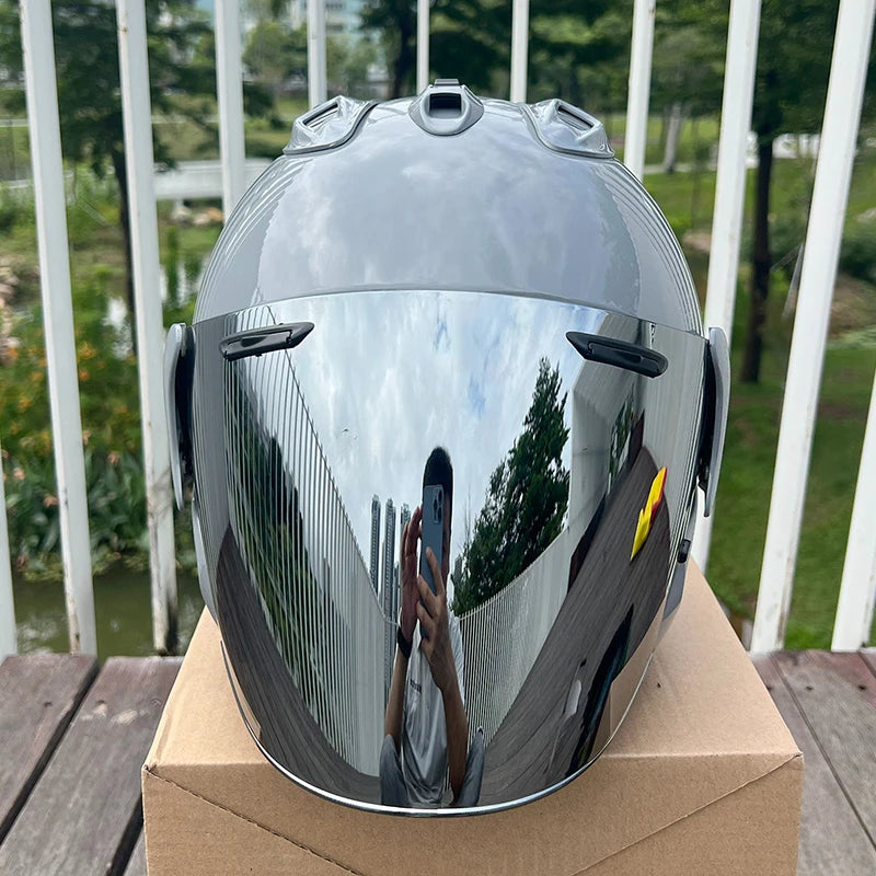 3/4 Open Face Helmet VZ-RAM Motorcycle Helmet Bright Gray Summer Jet Scooter Motobike Half Helmets Cascos Para Moto
