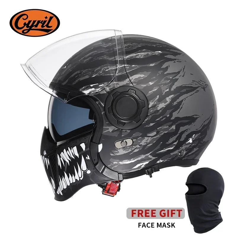 Modular Motorcycle Helmet Full Face Open Face Retro Helmets DOT ECE APPROVED CYRIL OP12A Capacete De Moto Masculino