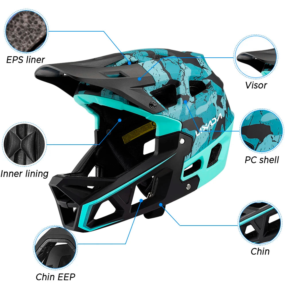 Full Face Mountain Bike Helmet Adult Racing Downhill MTB Helmet for Men/Women Adult Mountain Bike Helmet with Visor Over 31Vents